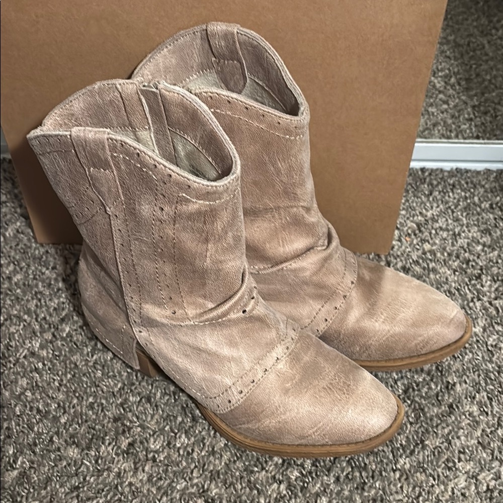 Buckle Tan Ankle Booties with Western Charm